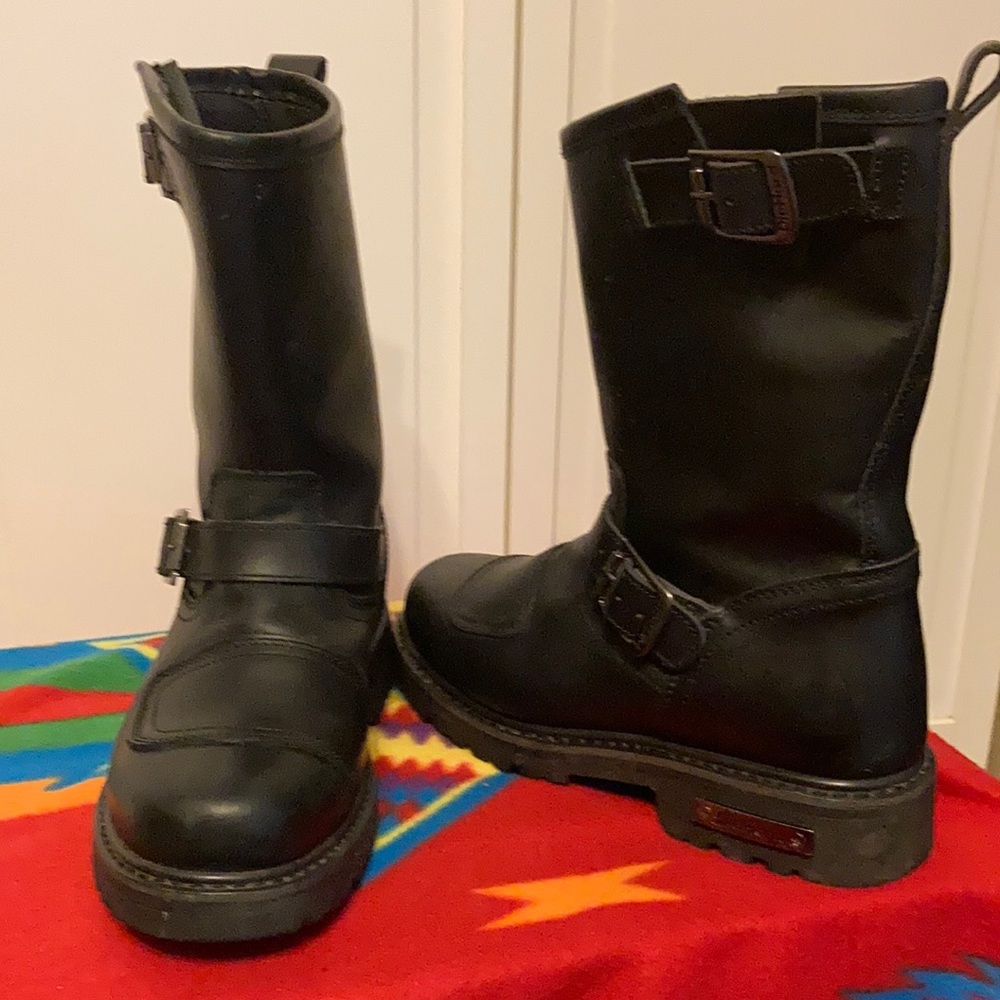 Die Hard Black Leather Motorcycle Boots Size 6.5